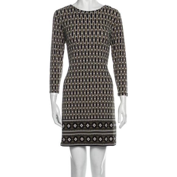 Michael Kors Dresses & Skirts - Michael Kors Elegant Black, olive green and taupe Patterned Dress size 4P
